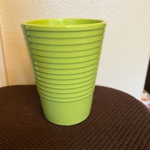 Lime green ridged pot. Made in Germany. 6.5”
